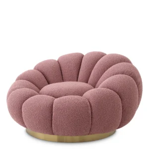 Fauteuil pivotant Mello bouclé rose Eichholtz, vue 8