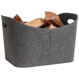 Panier à bois Aduro en feutre gris, 53 x 41 x 33 cm