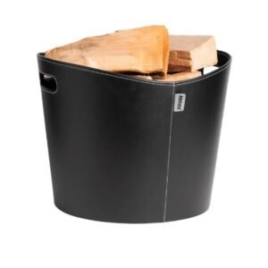 Panier à bois Aduro Proline en cuir noir, diamètre 39 cm