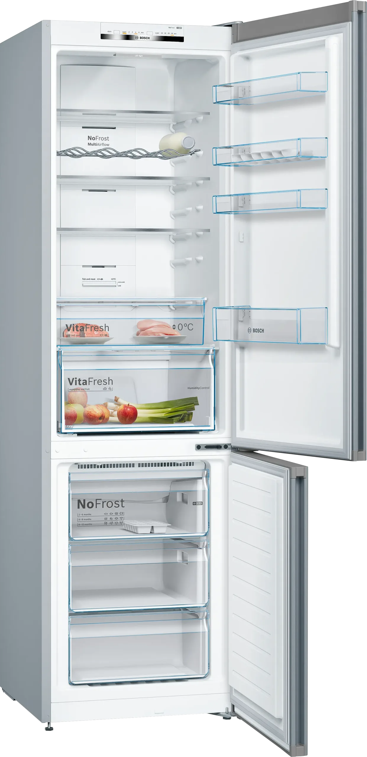 Réfrigérateur-congélateur combiné Bosch Série 4 KGN39VLEA , Inox , 368 L , No Frost, vue 2