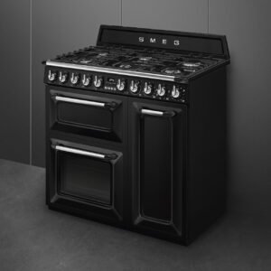 Piano de cuisson gaz Smeg TR93BL Victoria 90 cm Noir 5 feux Four mixte