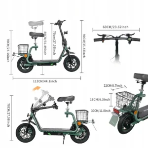 TWOFISH Trottinette électrique 500W, 48V 13Ah, roues 12"